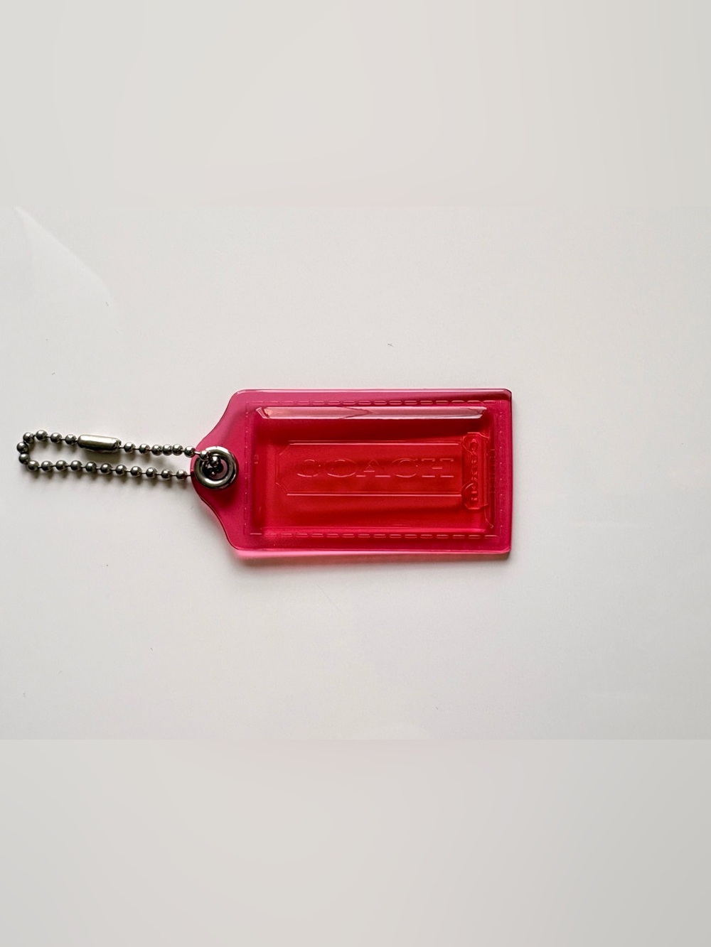 COACH POPPY 2.25" Large Translucent Pink Acrylic Hang Tag Hangtag Bag Charm Fob